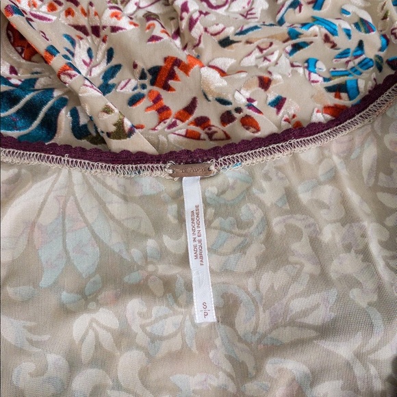 Beige and Multi-Color Mini Dress with Velvet Design - Picture 3 of 7